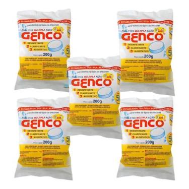 Imagem de Kit 5 Pastilha Cloro 3x1 Genco Multipla Ação t-200 - 23750