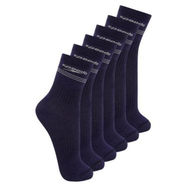 Imagem de Kit com 6 Pares de Meias Esportiva Cano Médio Speedo 8030, Azul marinh