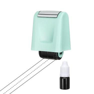 Imagem de PATIKIL Carimbo de rolo tracejado de linhas de escrita à mão, carimbos de linha de autotinta, tiras de frases para prática de caligrafia para professores, sala de aula, escritório, casa, azul celeste