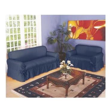 Imagem de Capa De Sofá 2 E 3 Lugares Tecido Gorgurão Grosso  - Campari, Azul Mar