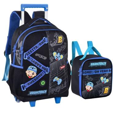 Imagem de Kit Mochila Rodinha Lancheira Infantil Youtuber Brancoala
