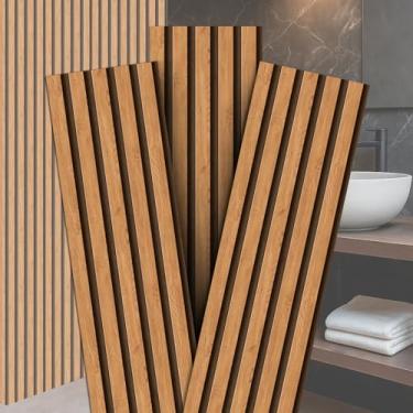 Imagem de 10 Placas Autocolante Revestimento De Parede Ripado Premium (Freijó)