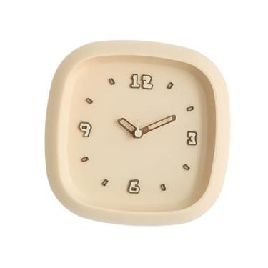 Imagem de IEUDNS Relógio de parede de 10 polegadas silencioso, anti-taque, relógio decorativo estético, ornamento para café, bar, estudo, sala de estar, Amarelo