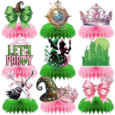 Imagem de Witch Theme Party Table Decorations - Pink and Green Honeycomb Centerpieces for Movie Birthday Decor, Magical Witch Table Toppers and Party Supplies for Girls, Kids