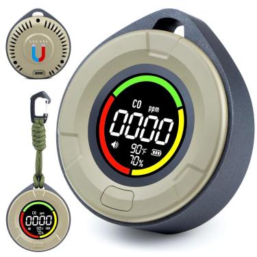 Imagem de Detector de Monóxido de Carbono Pildegro 3 em 1 Recarregável Cinza