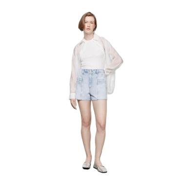 Imagem de Short Dzarm Jeans Reto Cintura Alta Feminino-Feminino