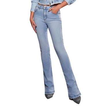 Imagem de Calça Feminina Lado Avesso Jeans Skinny Flare - L12107-Feminino