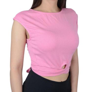 Imagem de Blusa Feminina Lado Avesso Cropped Canelado Rosa - L120459-Feminino