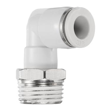 Imagem de HARFINGTON Conexões Push to Connect Cotovelo Macho Tubo de 3/8 Polegada OD x 1/2 Polegada NPT Rosca Plástico Conexão Rápida Mangueira de Ar Kit de Montagem Pneumática Push Lock Conector PL3/8-N04