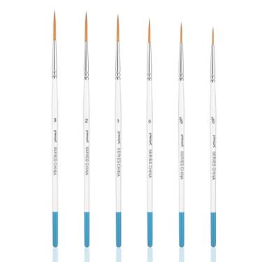 Imagem de Conjunto de 6 pincéis de pintura detalhados, 5 tamanhos #00#00#00#00#1#2#3, conjunto de pincéis de pintura fina extralongos altamente flexíveis para aquarela acrílica, guache a óleo