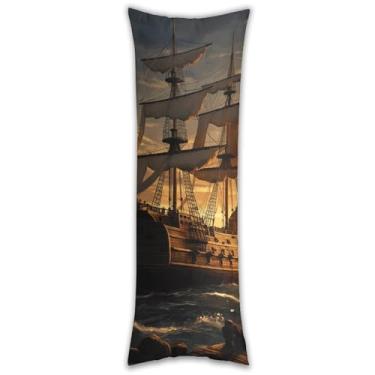 Imagem de Capa de travesseiro de corpo de navio pirata fantasia ultra macia respirável longa fronha 137.2 cm x 50.8 cm fronha decorativa com zíper oculto capas de almofada para sofá de quarto