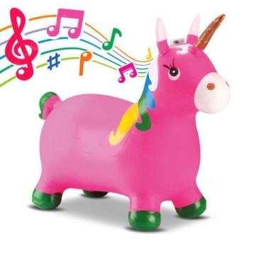 Imagem de Unicórnio Cavalinho Upa Upa Brinquedo Criança Com Som - Bee Toys, Rosa