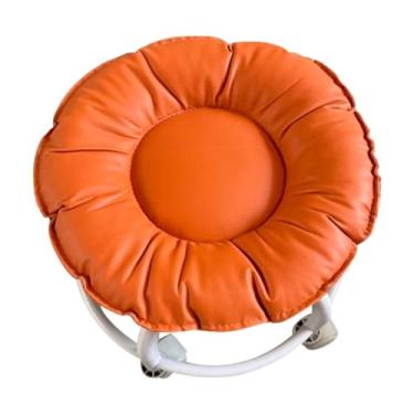 Imagem de YWJLQH Banqueta giratória 360°, minibanqueta móvel, rodízios universais, cadeira giratória para salão de beleza, Laranja
