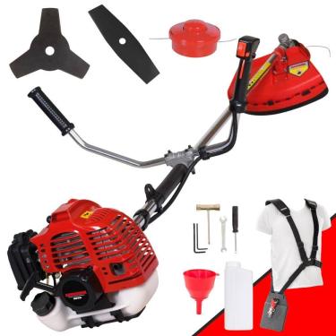 Imagem de Roçadeira KW43-L Kawashima À Gasolina 2 Tempos 43cc 1,7HP Alta Rotação Cortador de Grama Completo Com Carretel Nylon + Faca 2 Pontas + Faca 3 Pontas