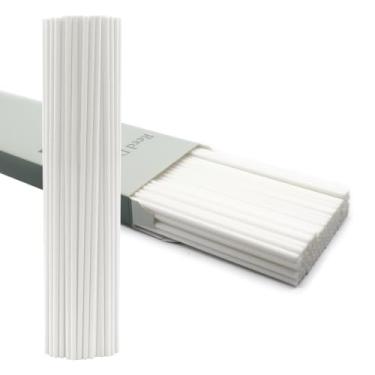 Imagem de Posinda 100 peças de varetas de difusor de palheta, bastões de fibra de vime de 30,5 cm, varas de difusor de aroma de óleo essencial, bastões de substituição de difusor de longa duração (branco)