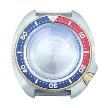 Imagem de FEIYASHI Caixa de relógio dourada PVD de vidro safira de luxo de 44 mm moldura de alumínio de aço inoxidável para peças de movimento NH35 NH34/36, NH35 NH34/36/38 Movimento + anel capítulo azul 10