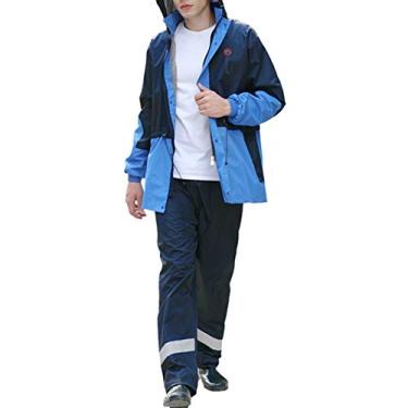 Imagem de Jaqueta De Chuva Impermeável Para Homens E Mulheres Capa De Chuva Com Capuz Jaqueta Impermeável Calças De Chuva Capa De Neve Esqui, Blue, L