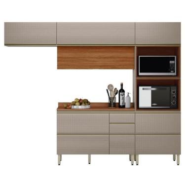 Imagem de Cozinha Modulada Proença 4 Peças Com Torre Quente 2 Fornos Nogueira Touch-nude Prime Tx - Demartêz