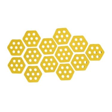 Imagem de menolana 12 peças de mantas de tração para prancha de surfe, manta de surfe com aderência para deck, tapete antiderrapante, mantas de deck para skimboard, Amarelo