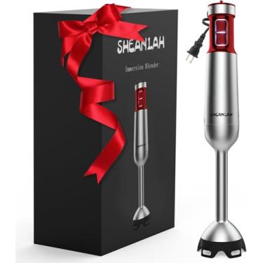 Imagem de Potente liquidificador de imersão portátil, liquidificador manual de atualização 2025, misturador manual com fio resistente a arranhões com motor de cobre sem escovas e caixa de presente vermelha