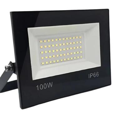Imagem de Refletor Led 100w Smd Prova D Água Ip66 Holofote 6500k Preto Brancofri