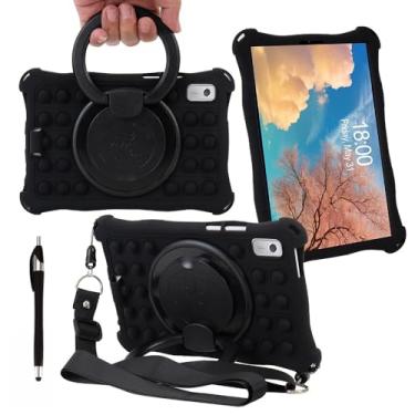 Imagem de Misenya Capa para tablet Lenovo Tab M9 9 polegadas rotação de 360° capa de silicone colorida adequada para crianças para Lenovo Tab M9 (310FU) (preto, tipo rotação de 360°)