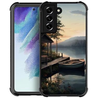 Imagem de FKBRCL4U Capa para Samsung Galaxy S22 Plus, outono lago barco acampamento padrão design gráfico menina menino silicone macio acrílico proteção contra choque para Samsung Galaxy S22 Plus
