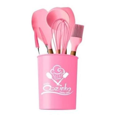 Imagem de Conjunto Utensílios De Cozinha Silicone Prático - 123Útil, Rosa