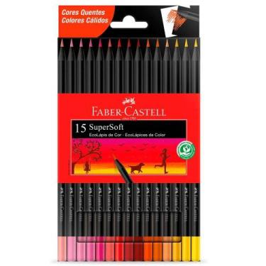 Imagem de Ecolápis de Cor Supersoft Cores Quentes com 15 Unidades - Faber-Castel