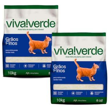 Imagem de Kit 2 Areia Viva Verde Grãos Finos 20kg Gatos Biodegradável