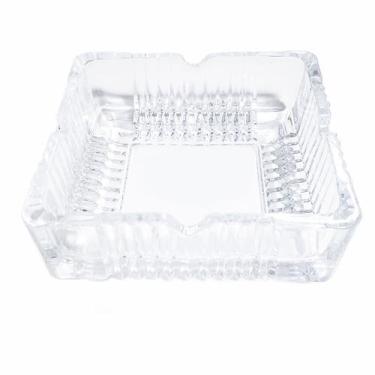 Imagem de Cinzeiro de Mesa Quadrado Cristal Vidro Frisado 10x10cm Resistente 4 c