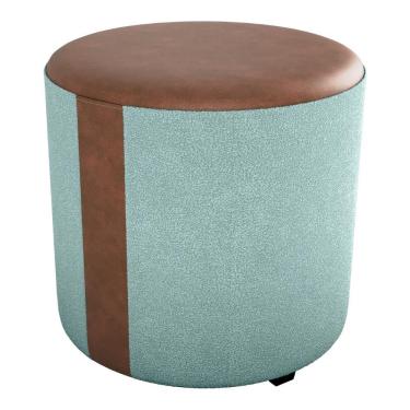Imagem de Puff Redondo Copenhage Corano Marrom Boucle Milani Store Azul