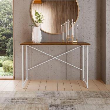 Imagem de Aparador Estilo Industrial 90 Cm Miami Klm Móveis Imbuia/ Branco