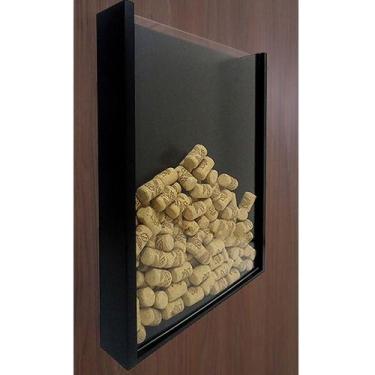 Imagem de Quadro Porta Rolhas De Vinho Champanhe Tampinhas Decorativo Preto Laca
