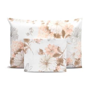 Imagem de Lençol Solteiro de Cima 2 Peças Bainha Estampado Percal 180 Fios Algodão (PETALLI)