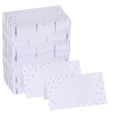 Imagem de 50 peças de cartões de lugar em branco preenchíveis para banquete, cartões de lugares, pequenos cartões de barraca para configuração de mesa, cartões de acompanhante, cartões de nome, mesa de