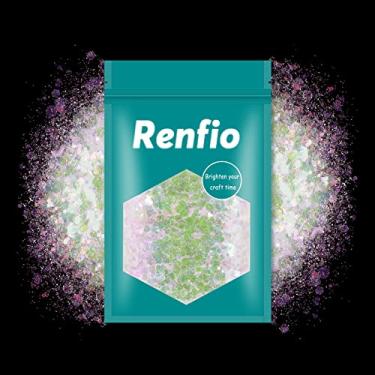 Imagem de Renfio Purpurina opala camaleão, sereia com glitter de resina grossa, 50 g, pó fino iridescente, lantejoulas hexagonais para decoração de casamento em resina epóxi para decoração de casamento - Opala