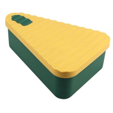 Imagem de Fenteer Caixa de armazenamento de pizza de silicone de grau alimentício triangular para frutas com vedação segura, acessório de fácil limpeza, lancheira, S Yellow Green