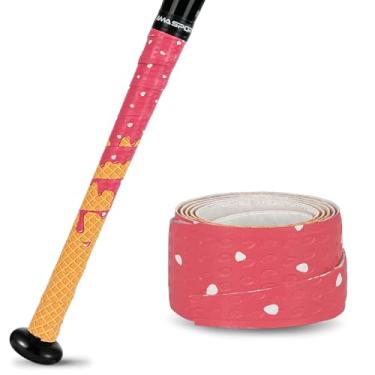 Imagem de INSUM Fitas de aderência para morcego, envoltório de taco de beisebol e softbol de 1,1 mm com superfície 3D gravada, gotejamento de beisebol de sorvete, desempenho antiderrapante em todos os climas