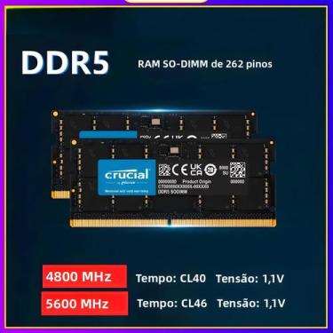 Imagem de Memória RAM DDR5 SODIMM De 16GB, 32GB, 24GB, 48GB Para Laptop, 4800MHz
