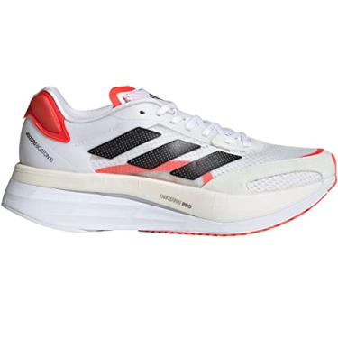 Imagem de adidas Tênis feminino Adizero Boston 10, Branco nuvem/núcleo preto/vermelho solar, 8