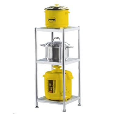 Imagem de Prateleiras de aço inoxidável prateleira de armazenamento de 3 prateleiras de metal prateleiras de cozinha para local estreito rack de armazenamento ajustável resistente para sala de estar, varanda, banheiro, garagem