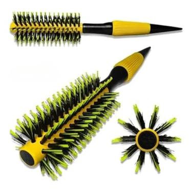 Imagem de Escova De Cabelo TéRmica Amarela Cerdas De Javali Mista Madeira(20#)