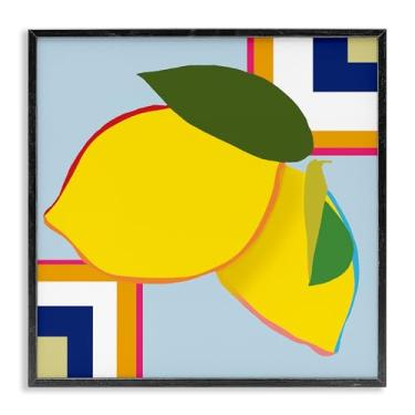 Imagem de Stupell Industries Arte giclée emoldurada geométrica de fruta limão preta, design por Daniela Santiago, 61 x 61 cm