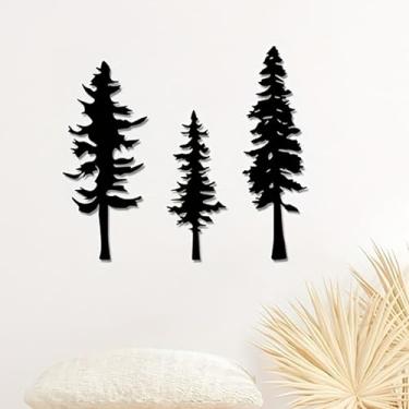 Imagem de cape leadwort 3 peças de arte de parede árvore da vida, decoração de parede de vida de pinheiro, árvore da vida, parede de árvore genealógica para banheiro, cozinha, sala de estar, quarto, para o