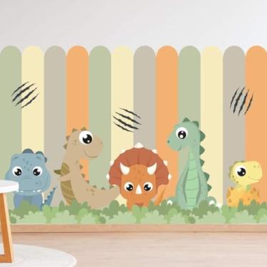 Imagem de Adesivo de Parede Infantil Cerca Cores Variadas Decoração Casa - 1m de altura(Cerca Dino Terrosos- 1m x 1,5m)