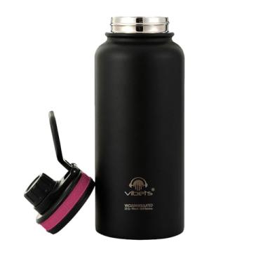 Imagem de Garrafa Térmica Sport Vibets Hydro USA com Parede Dupla Isolada a Vácuo, 946 ml (Preta/Rosa)