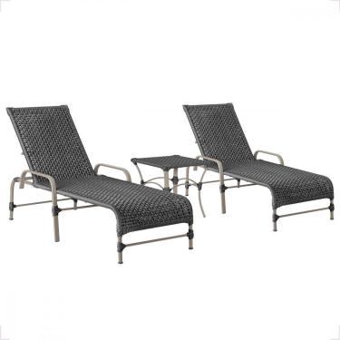 Imagem de 2 Espreguiçadeira Catar E 1 Mesa Garden Cor Fendi Preto