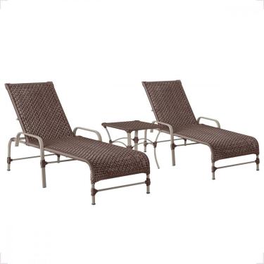 Imagem de 2 Espreguiçadeira Catar E 1 Mesa Garden Cor Fendi Marrom