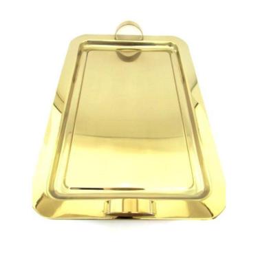 Imagem de Bandeja Retangular Média Dourada Fineza